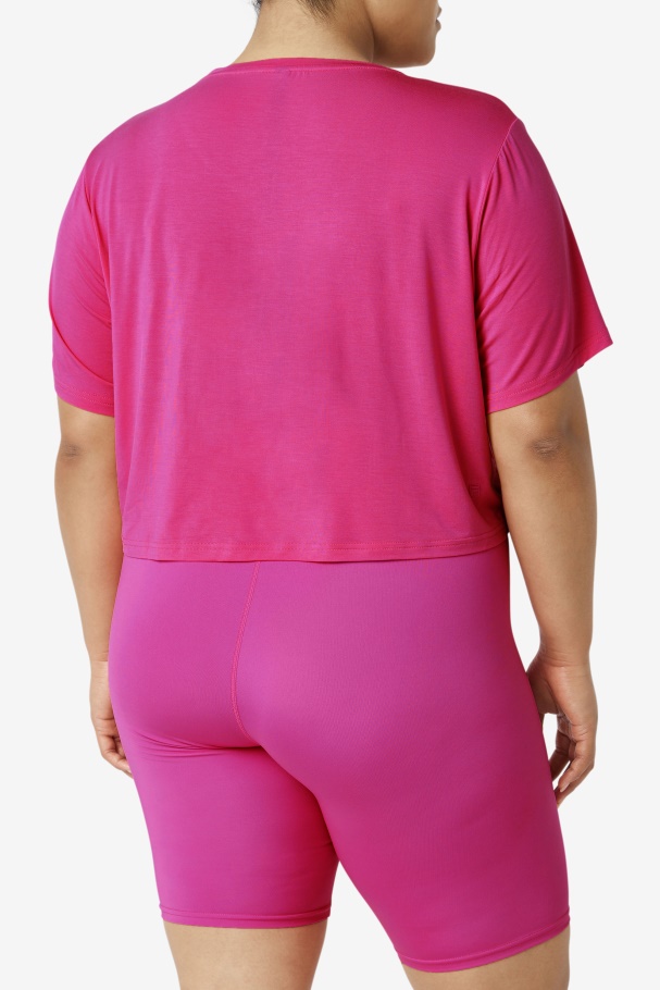 Fi-Lux Hi-Low Crop Top Fila UK Bright Pink