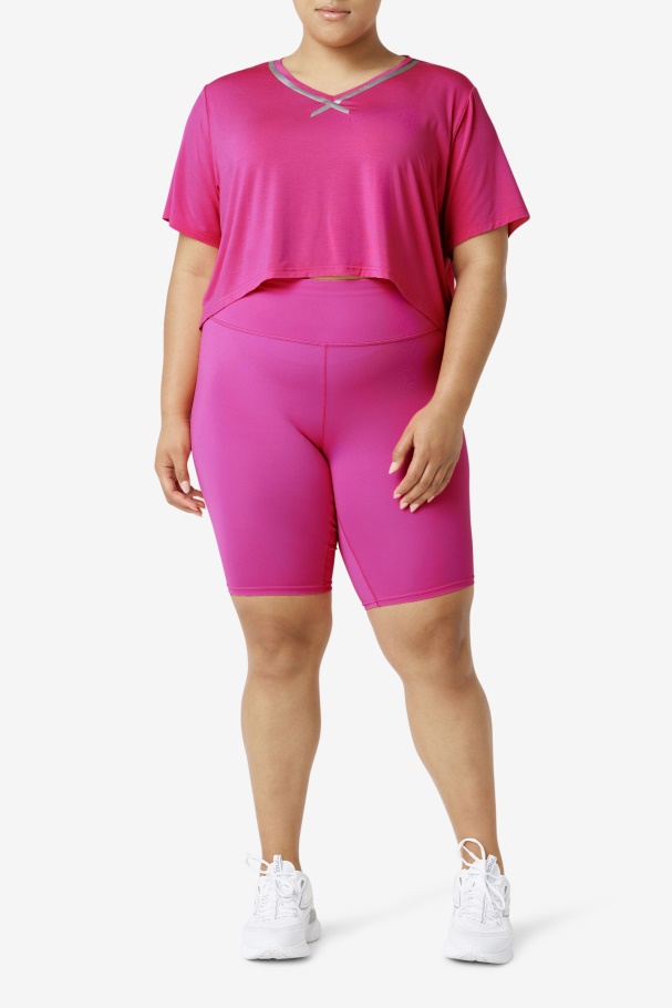 Fi-Lux Hi-Low Crop Top Fila UK Bright Pink
