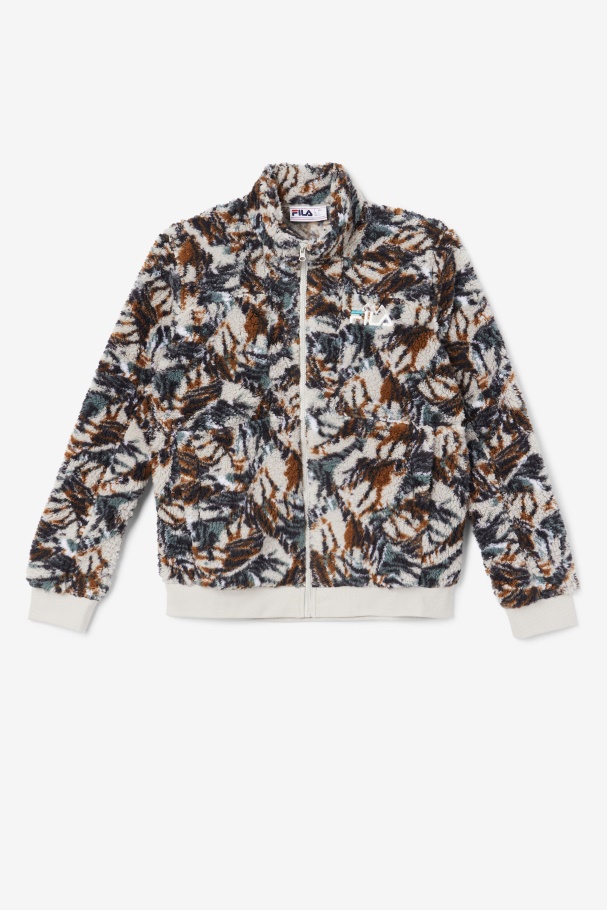 Fila UK Drewe Sherpa Jacket Egret/Stormy/Deep Lake Print