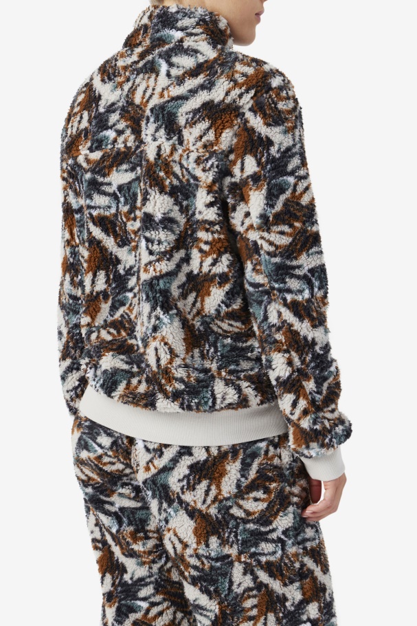 Fila UK Drewe Sherpa Jacket Egret/Stormy/Deep Lake Print