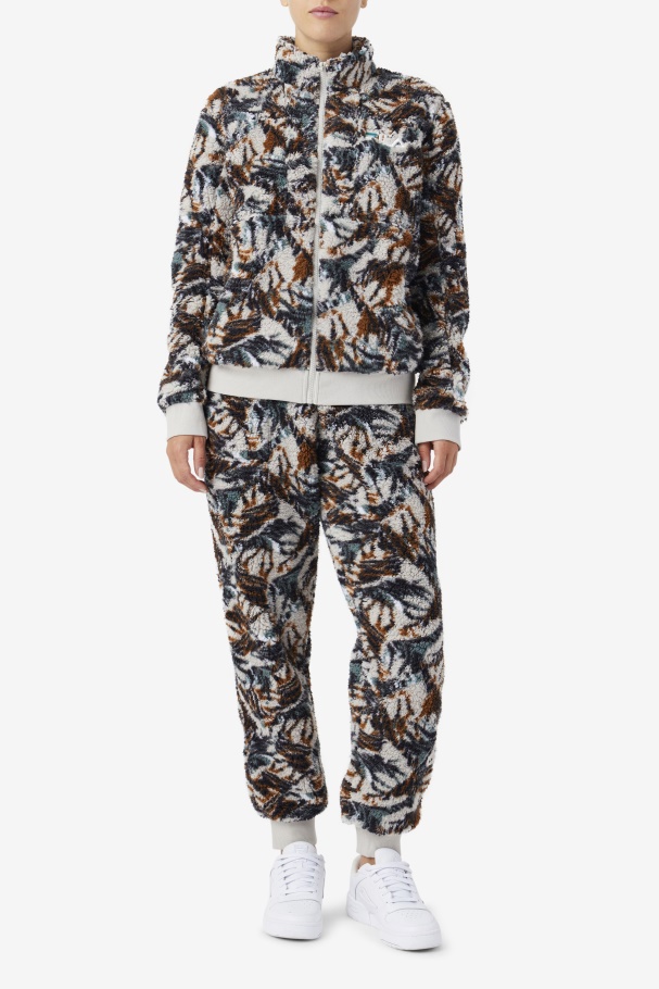 Fila UK Drewe Sherpa Jacket Egret/Stormy/Deep Lake Print