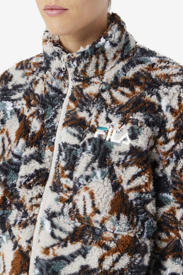 Fila UK Drewe Sherpa Jacket Egret/Stormy/Deep Lake Print