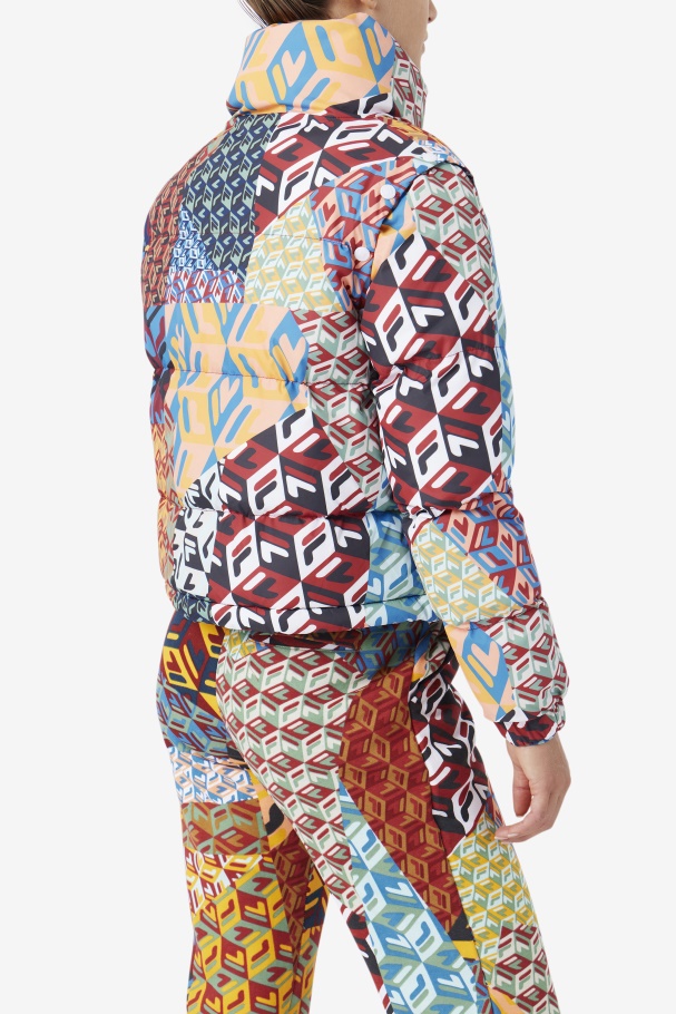 Marina Snapoff Sleeve Puffer Fila UK Ocean/Yellow/White
