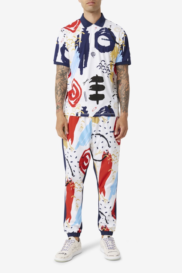 White/Peacoat/Red Fila UK Fila UK x The Museum Printed Polo