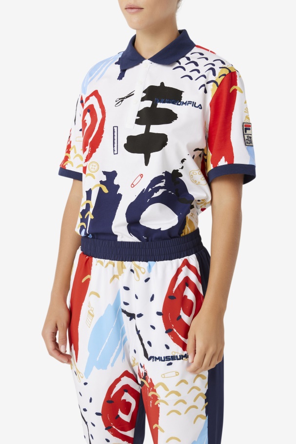 White/Peacoat/Red Fila UK Fila UK x The Museum Printed Polo