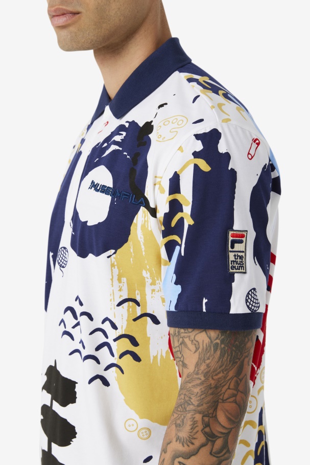 White/Peacoat/Red Fila UK Fila UK x The Museum Printed Polo
