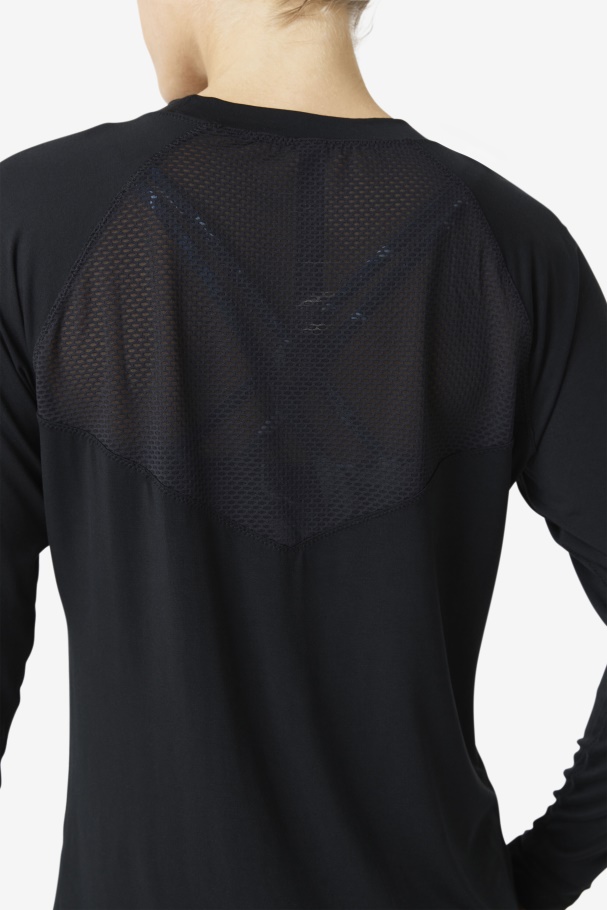 Fi-Lux Mesh Back Long Sleeve Crew Fila UK Black