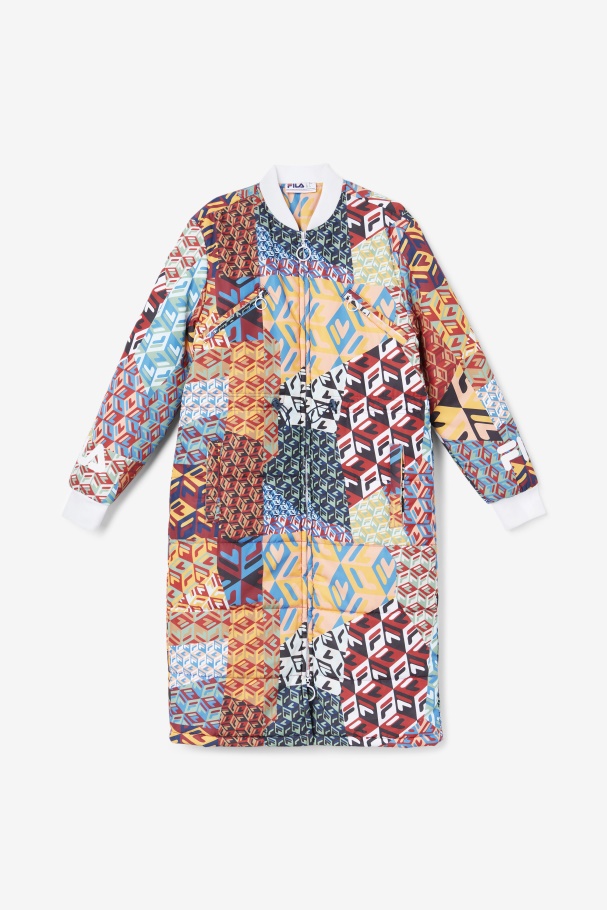 Ocean/Yellow/White Fila UK Joanna Allover Print Coat