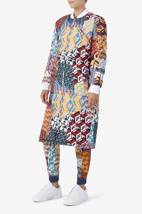 Ocean/Yellow/White Fila UK Joanna Allover Print Coat