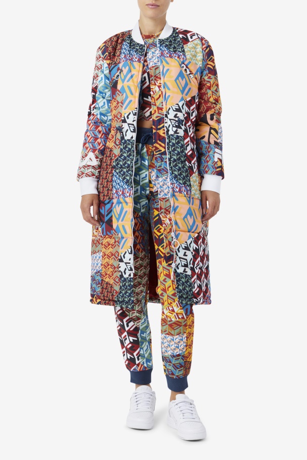 Ocean/Yellow/White Fila UK Joanna Allover Print Coat