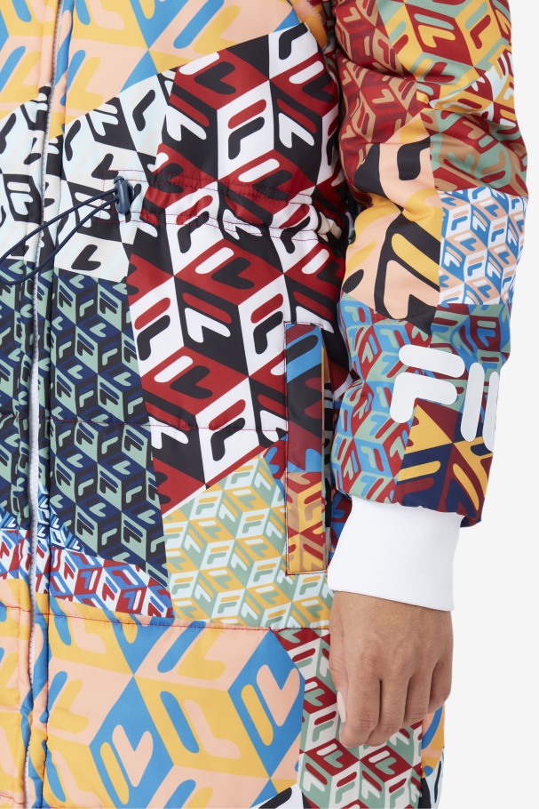 Ocean/Yellow/White Fila UK Joanna Allover Print Coat