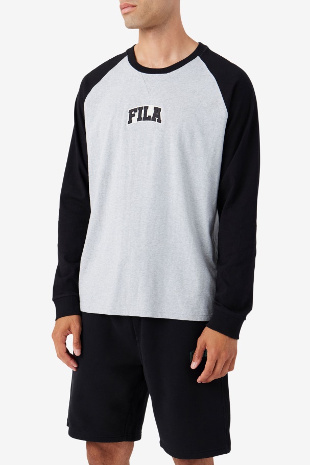 Chet Raglan Tee Fila UK Light Grey Marl/Black