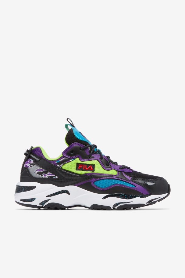 Black/White/Purple Fila UK Men's Ray Tracer Apex