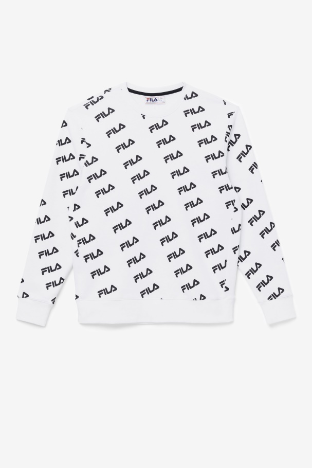 White/Black Diagonal Logo Crew Fila UK