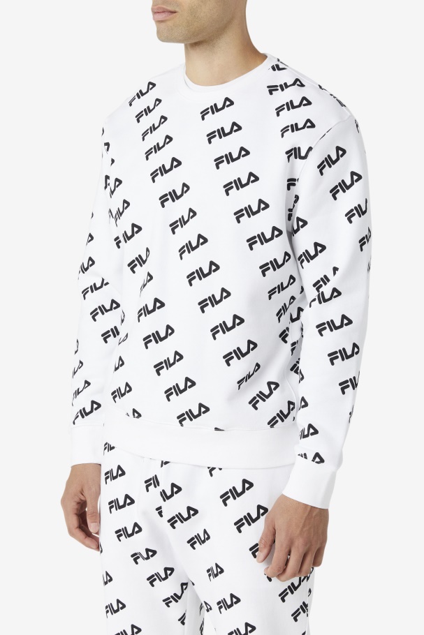 White/Black Diagonal Logo Crew Fila UK