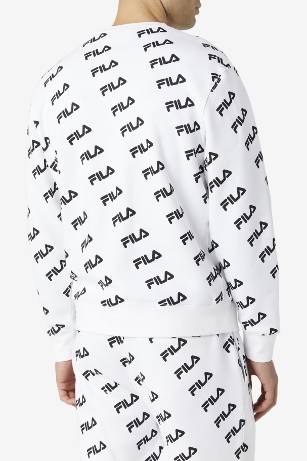 White/Black Diagonal Logo Crew Fila UK