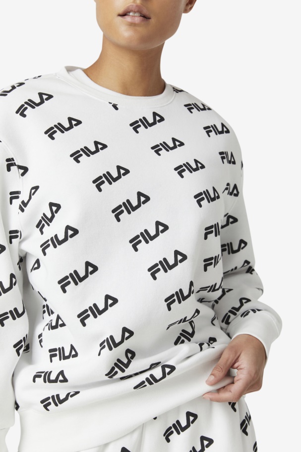 White/Black Diagonal Logo Crew Fila UK