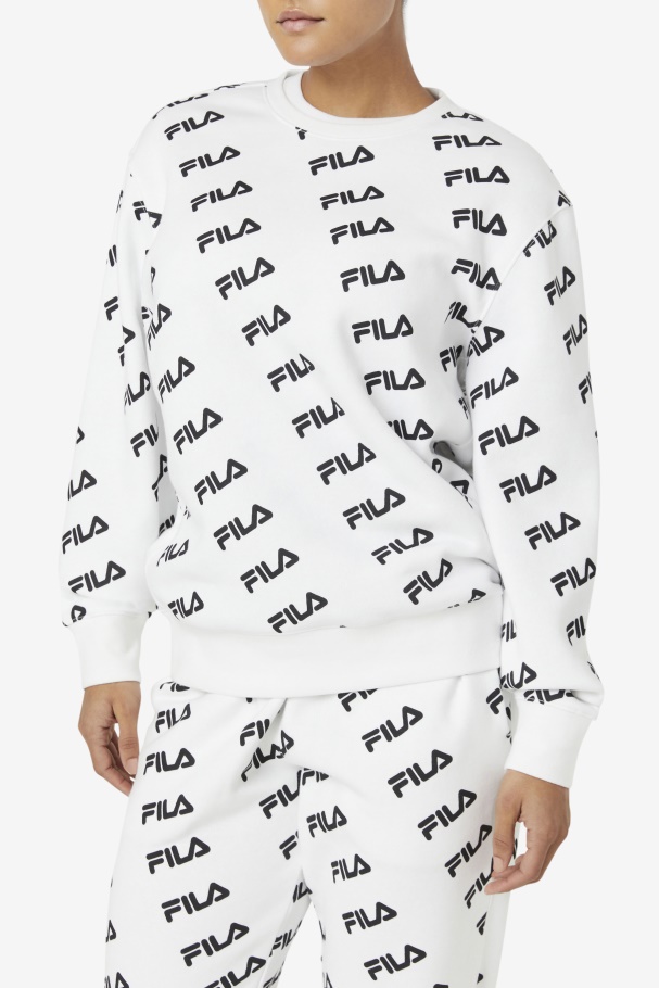 White/Black Diagonal Logo Crew Fila UK