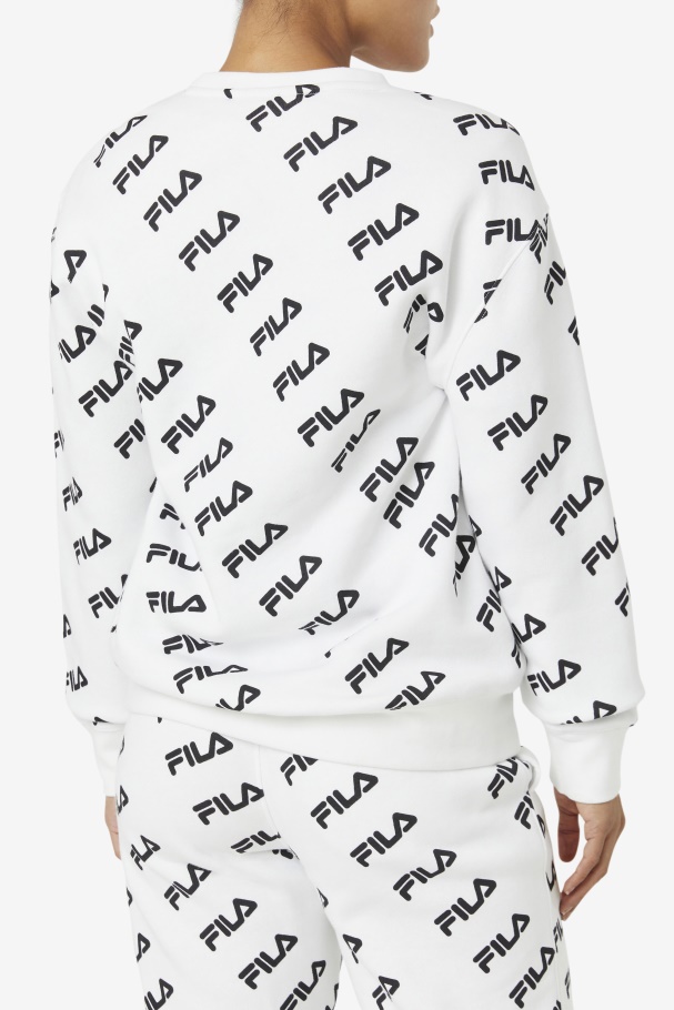 White/Black Diagonal Logo Crew Fila UK