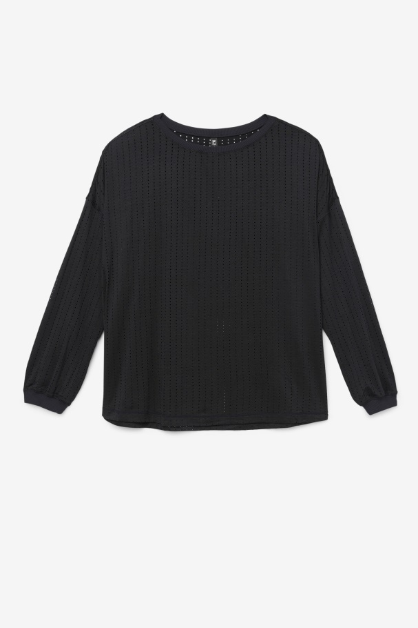 Black Fila UK Fi-Lux Mesh Long Sleeve Top