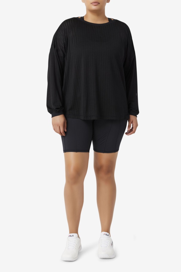 Black Fila UK Fi-Lux Mesh Long Sleeve Top