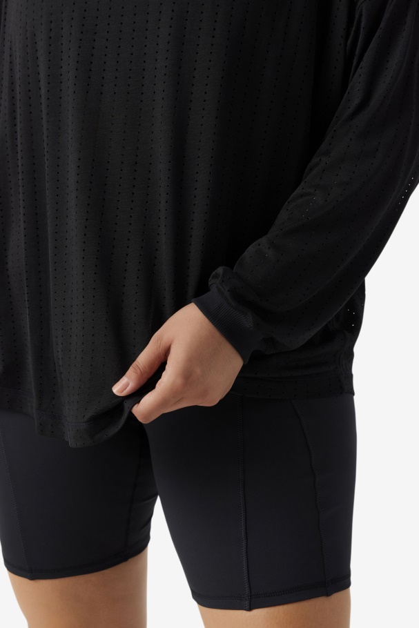 Black Fila UK Fi-Lux Mesh Long Sleeve Top
