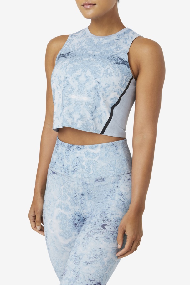 Uplift Athletic Crop Top Blue Fog/Black Fila UK