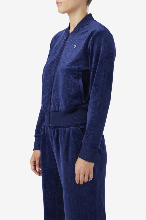 Zenaida Velour Track Jacket Navy Fila UK
