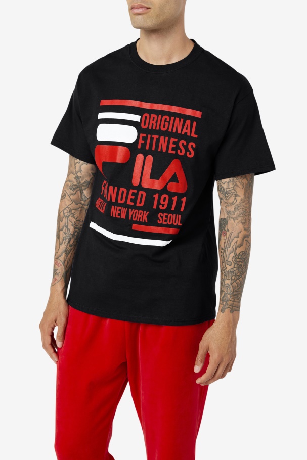 Fila UK Original Fitness Tee Black/Red/White