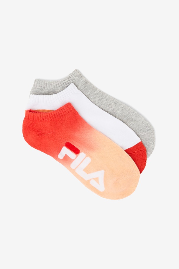 Peach Fila UK Women's Dip Dye No Show Sock 3-Pack