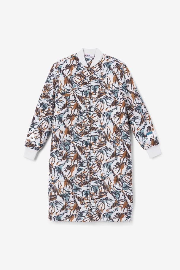 Fila UK Giraffe Print Paulana Giraffe Print Long Puffer Coat