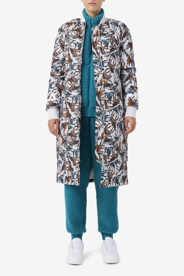 Fila UK Giraffe Print Paulana Giraffe Print Long Puffer Coat