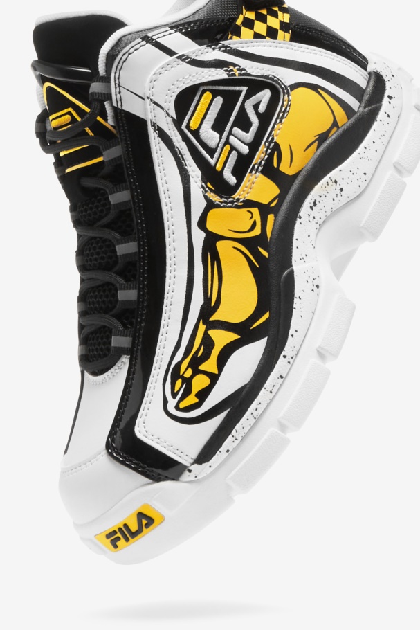 White/Black/Lemon Big Kids\' Grant Hill 2 Racing Fila UK