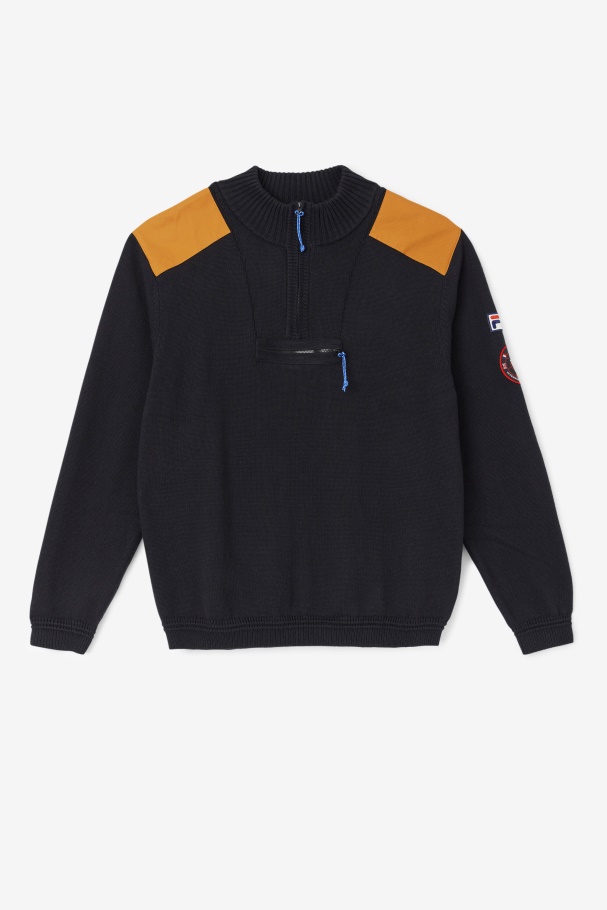 Black/Adobe Merkle 1/4 Zip Sweater Fila UK