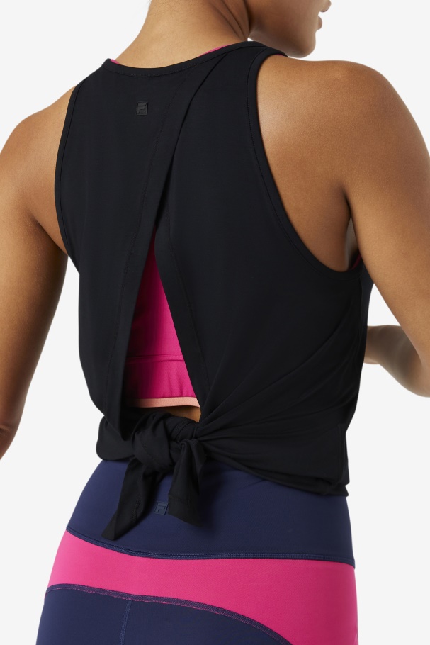 Fi-Lux Black Open Back Tank Top Fila UK