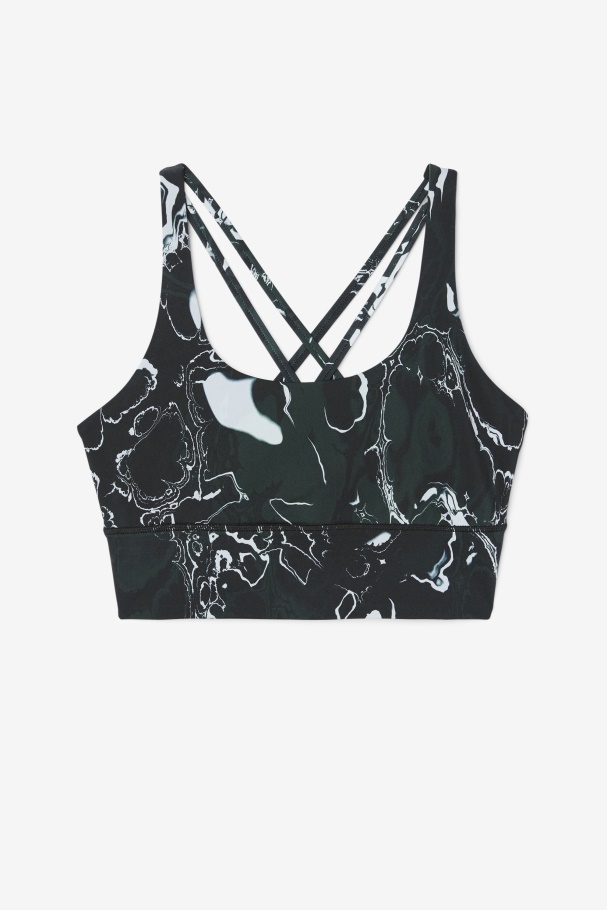 Uplift Cross Back Bra Top Black Marble Fila UK