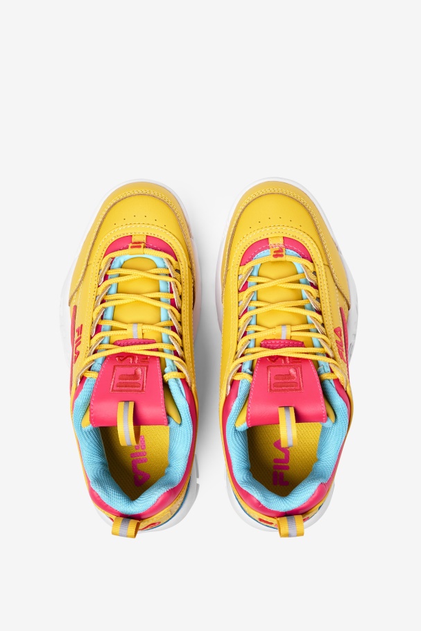 Fila UK Big Kids\' Disruptor 2 Premium Lemon/Diva Pink/Bluefish
