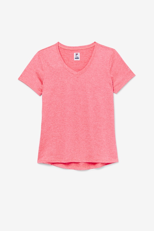 Diva Pink Heather Fila UK Pickleball Silky V-Neck