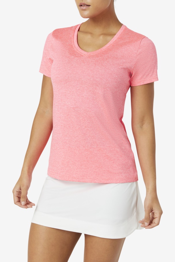 Diva Pink Heather Fila UK Pickleball Silky V-Neck