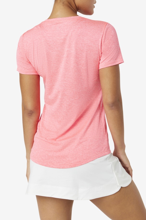 Diva Pink Heather Fila UK Pickleball Silky V-Neck