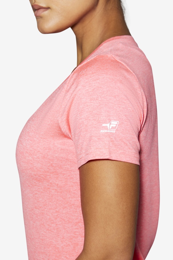Diva Pink Heather Fila UK Pickleball Silky V-Neck