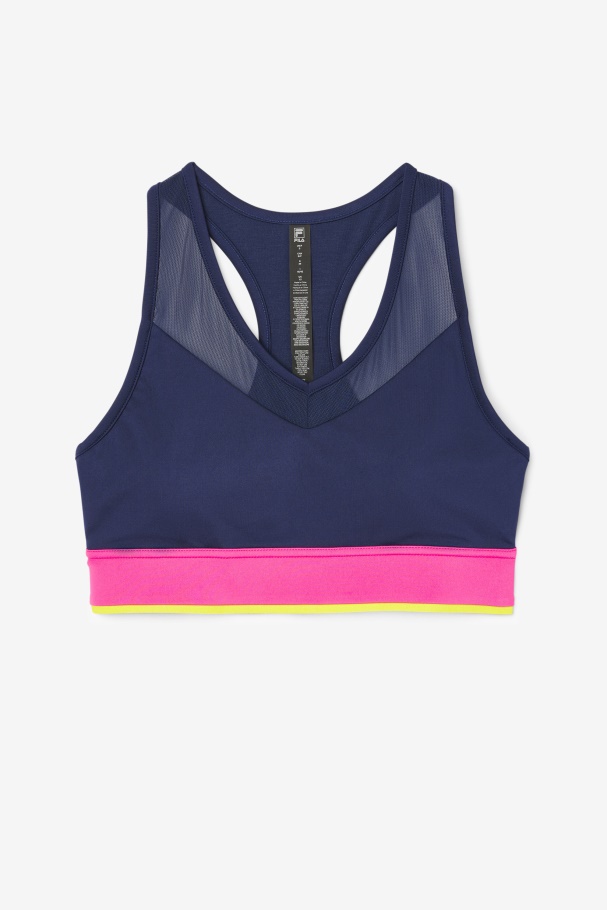 Uplift Racerback Bra Top Navy/Azalea/Sulphur Fila UK