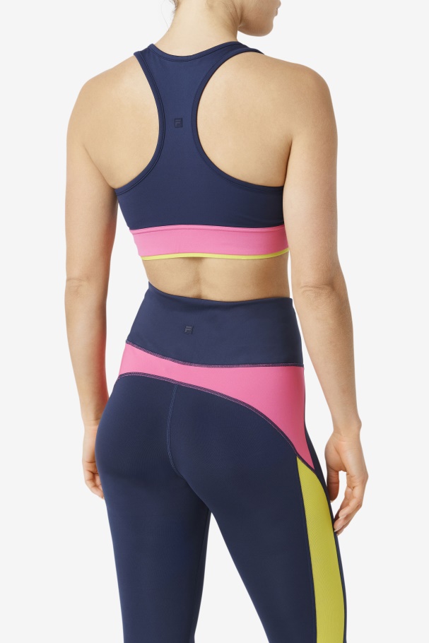 Uplift Racerback Bra Top Navy/Azalea/Sulphur Fila UK