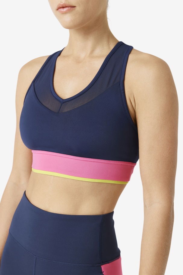 Uplift Racerback Bra Top Navy/Azalea/Sulphur Fila UK