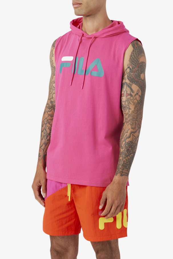 Zany Sleeveless Hoodie Purple/Yellow/Navy Fila UK