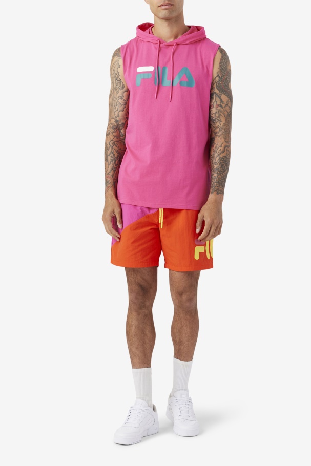 Zany Sleeveless Hoodie Purple/Yellow/Navy Fila UK