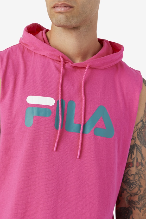 Zany Sleeveless Hoodie Purple/Yellow/Navy Fila UK
