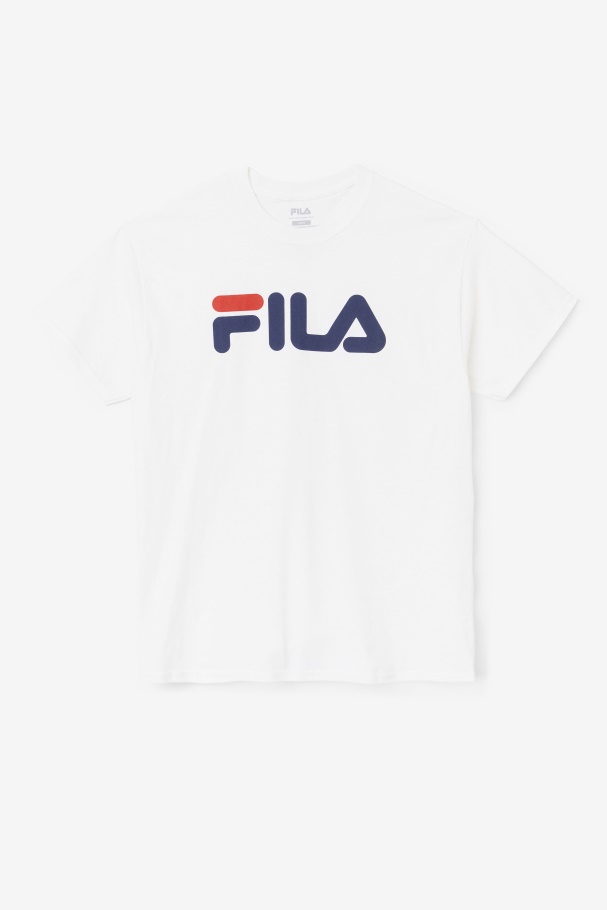 Men's Logo Tee White/Navy/Red Fila UK