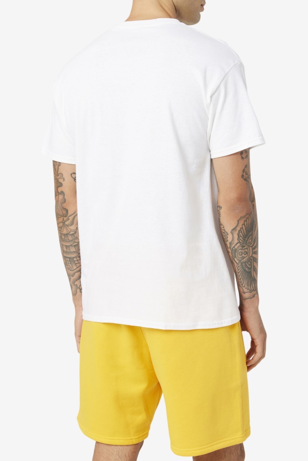 Men\'s Logo Tee White/Navy/Red Fila UK