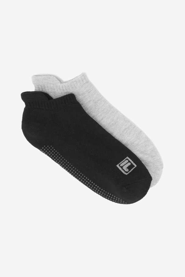 Fila UK Women's No Show Grip Sock 2-Pack Black Multi
